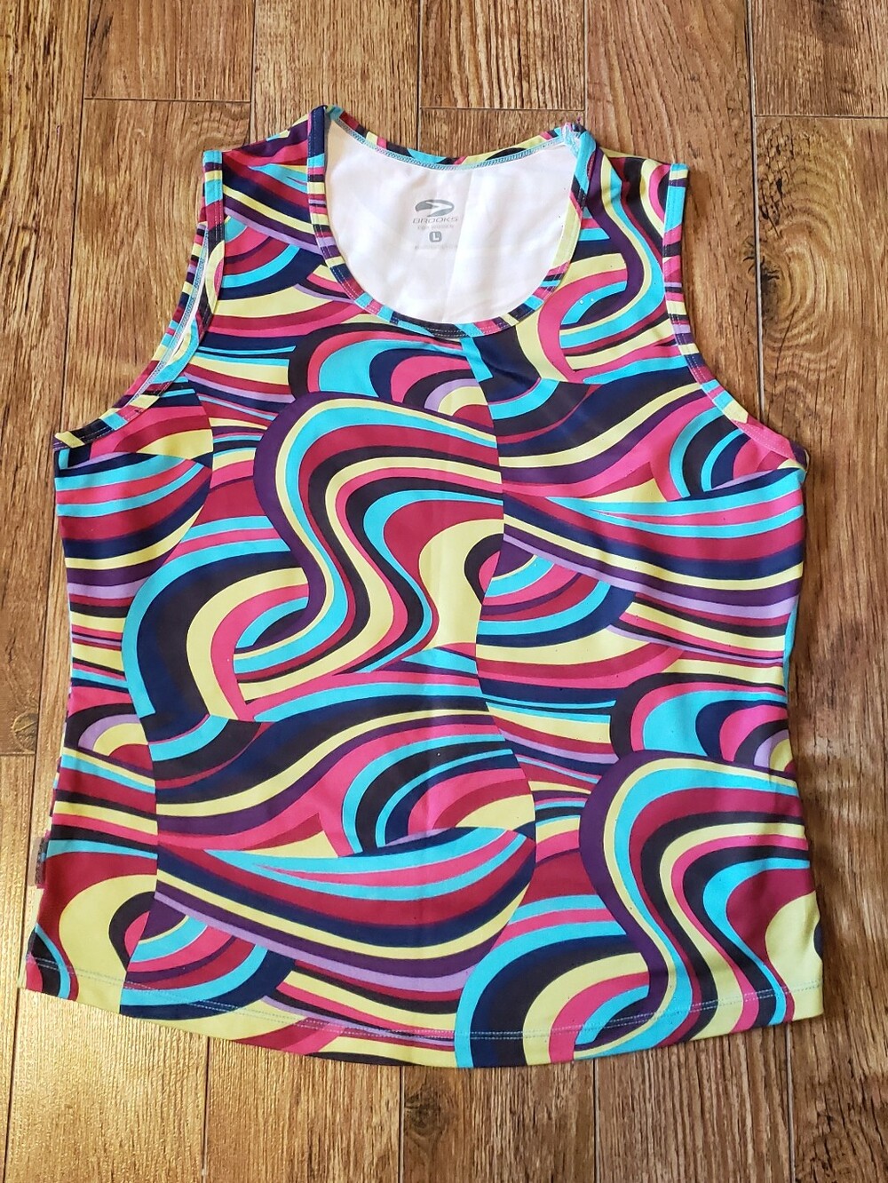Brooks Multi-Color Swirl Scoop Neck Tank Top
